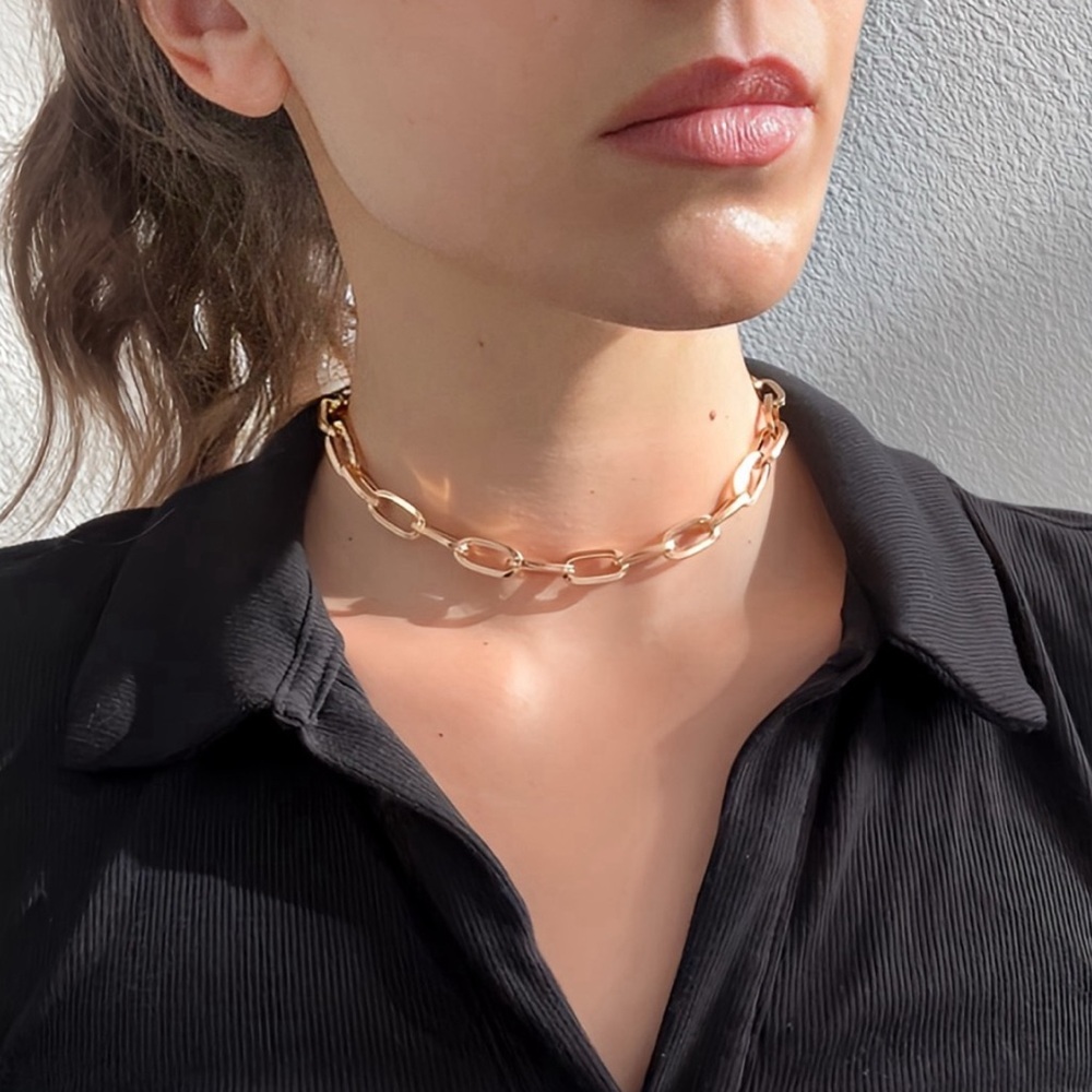 18k Rose Gold Plated Chunky Paperclip Chain Necklace 17.5”